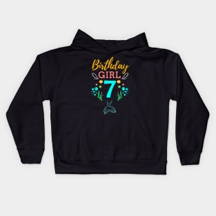 Mermaid Birthday Girl 7 Years Old It's My 7th Birthday Kids Hoodie